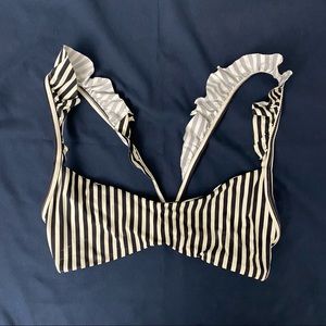EUC Boys + Arrows Striped Ruffle Bikini Top Size XS
